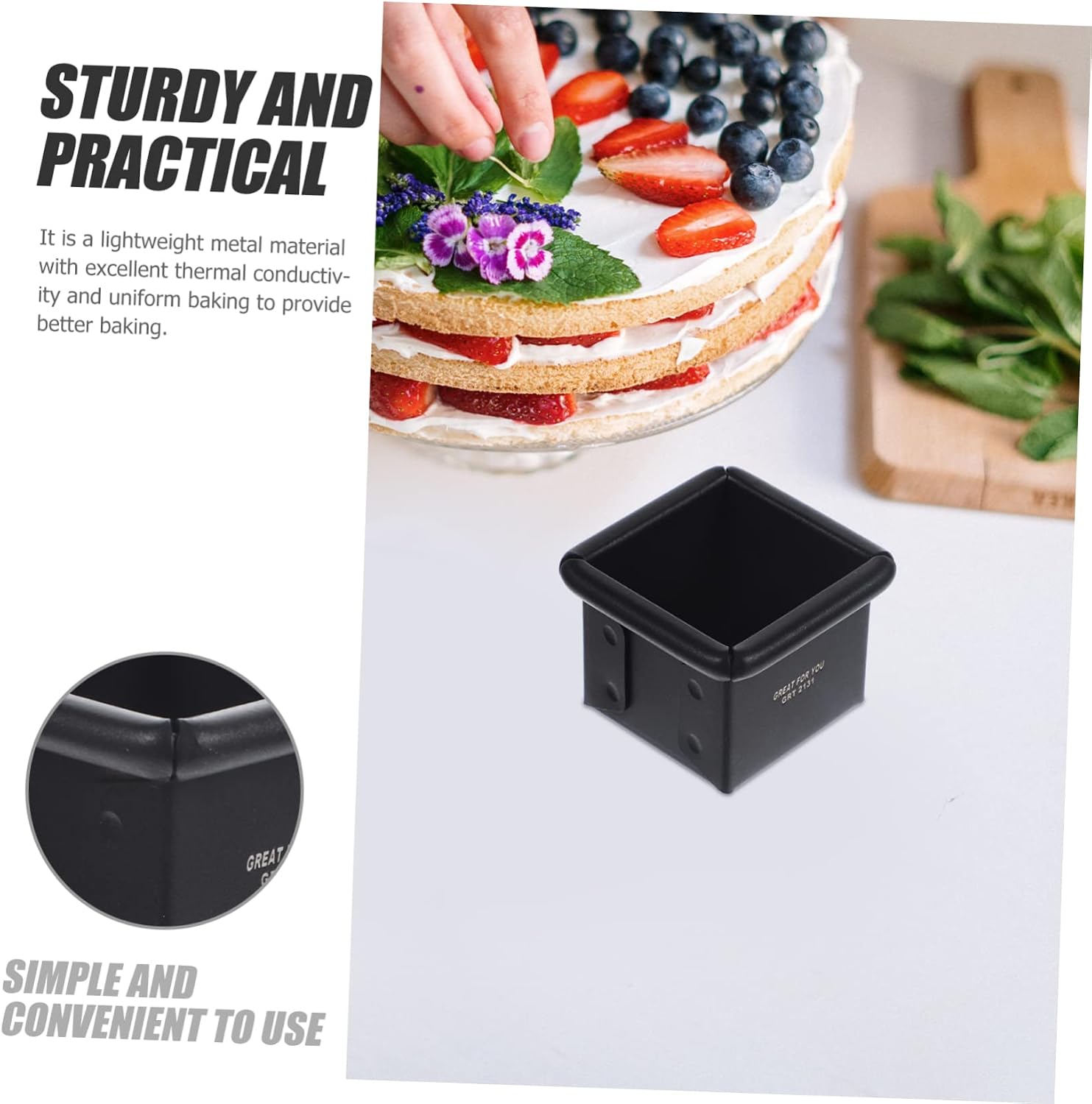 Cabilock Square Toast Mold Baking Bread Square Pan Nonstick Easy Demolding for Baking