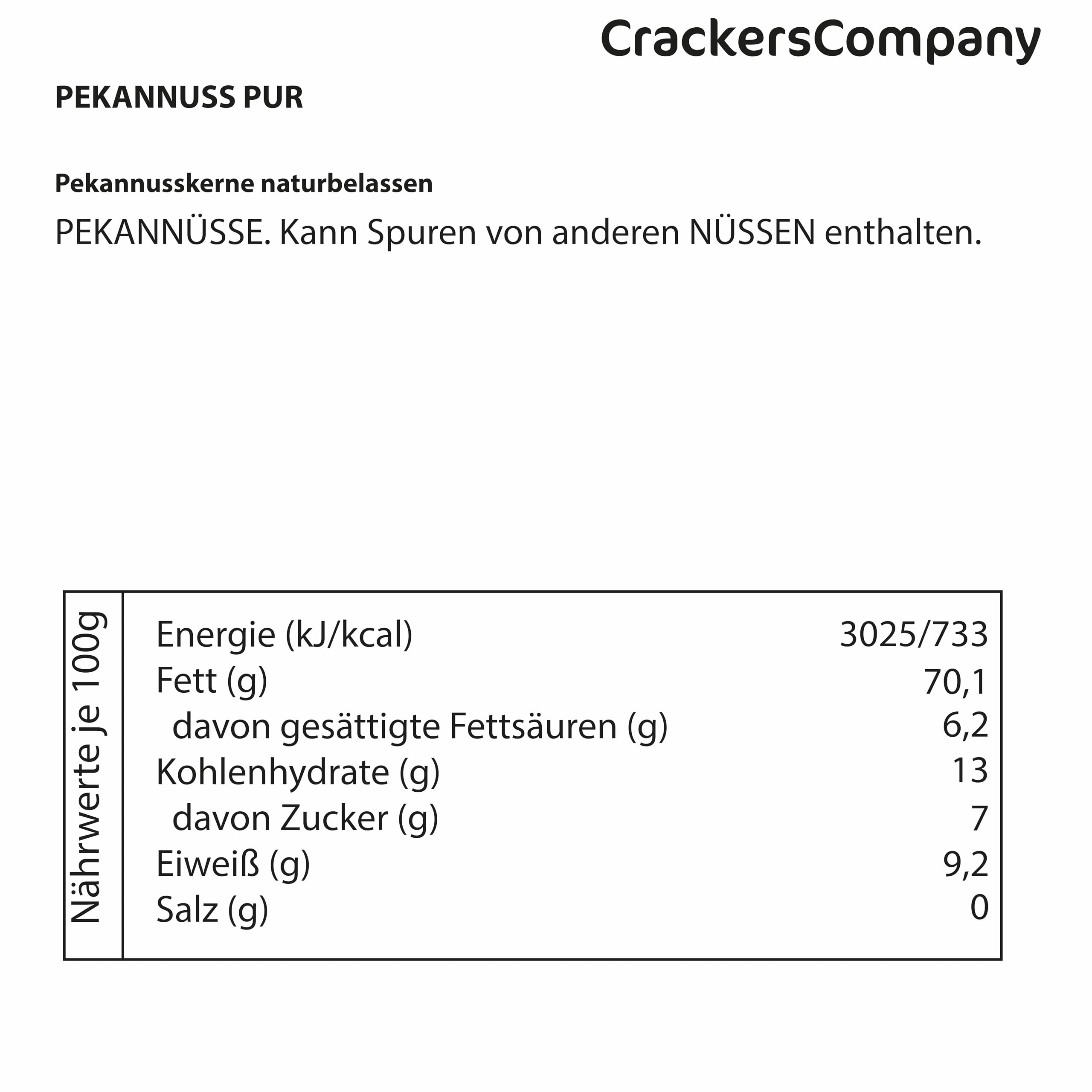 Pekannuss Pur 3000 g – Pekannusskerne naturbelassen von CrackersCompany