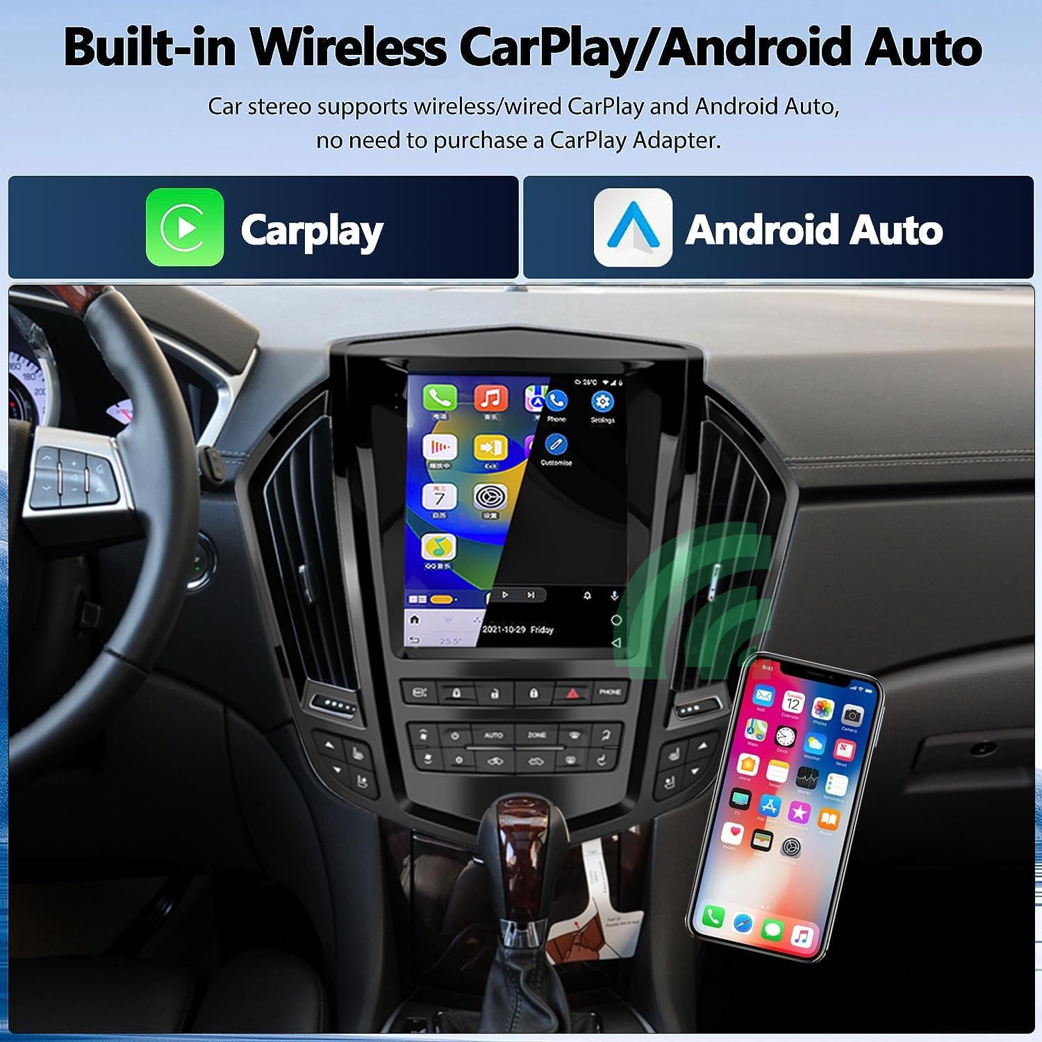 for Cadillac SRX 2009-2012 Android Radio Tesla Style Touch Screen (Black) image 3