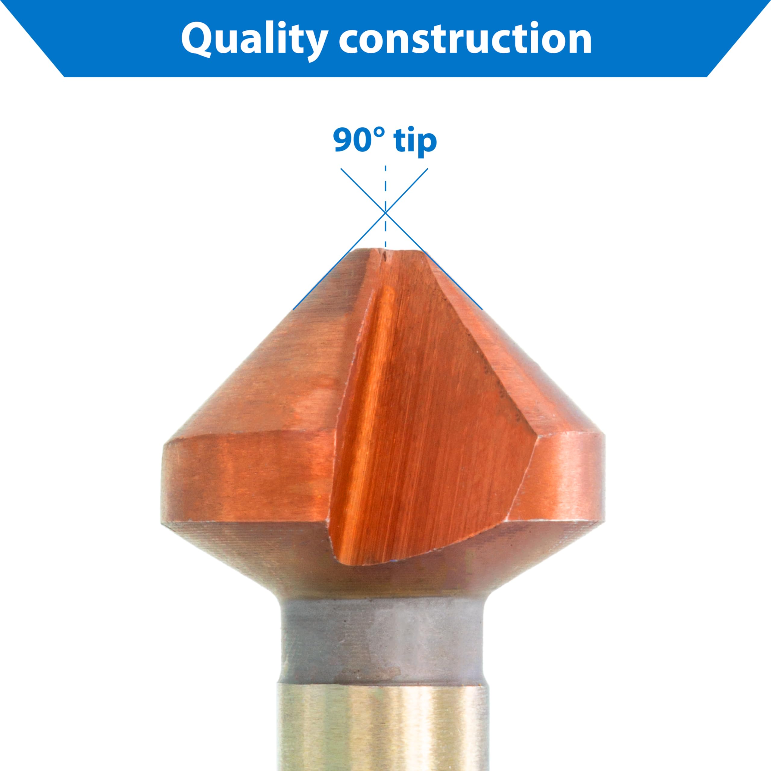 TJR® Fraise conique à 90° Ø 6,3-20,5 mm en acier HSS avec revêtement - Très tranchant - Kit d'ébavurage et d'ébavurage pour bois, métal et plastique dans une boîte de rangement (HSS 4241 avec