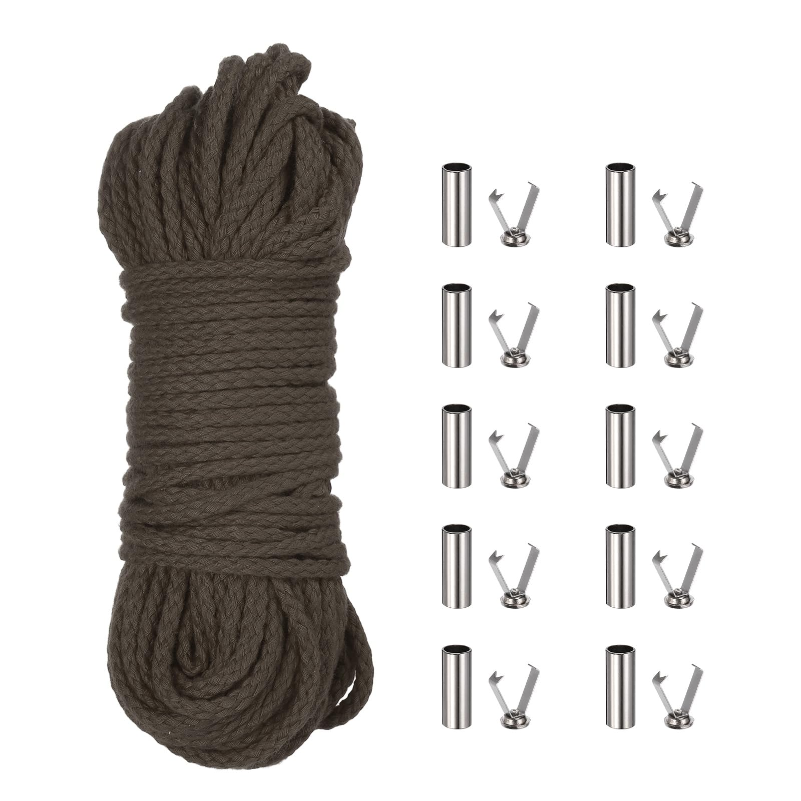 Cordón trenzado de macramé de 8 hebras, cuerda de 3/16 pulgadas x 164 pies con tapas