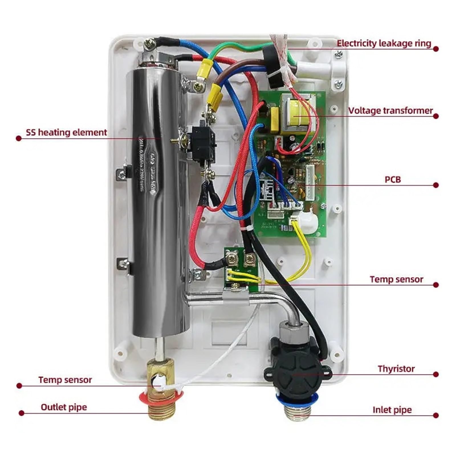 Podgrzewacz wody przepływowy, Natychmiastowy Bezzbiornikowy Podgrzewacz Wody 6000w Termostat Nagrzewnica Indukcyjna Smart Touch Elektryczne Podgrzewacze Prysznicowe Automatica