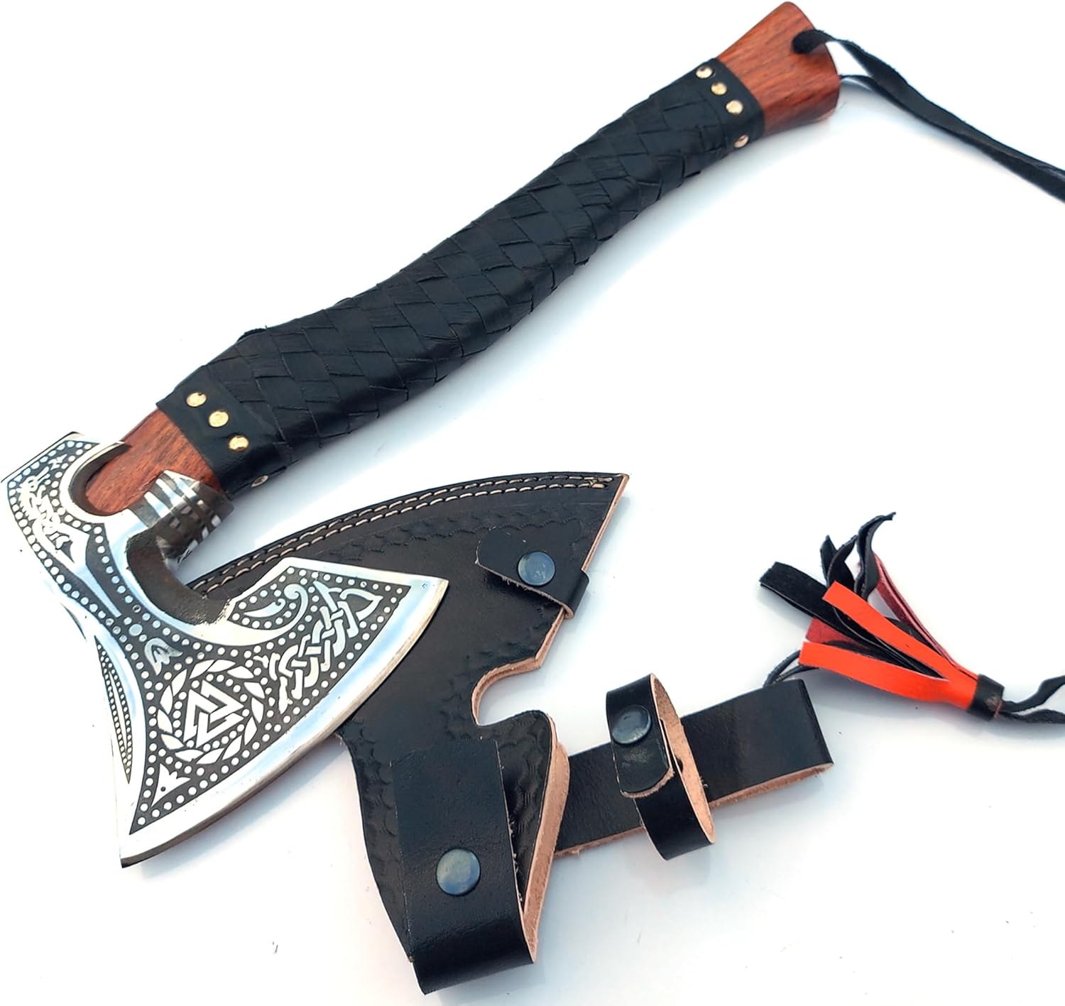 Real Viking Axe Viking Hatchet Bearded Axe Camping Axe Handmade Functional Axe with Leather Wrap Rosewood Perfect Grip Handle 677