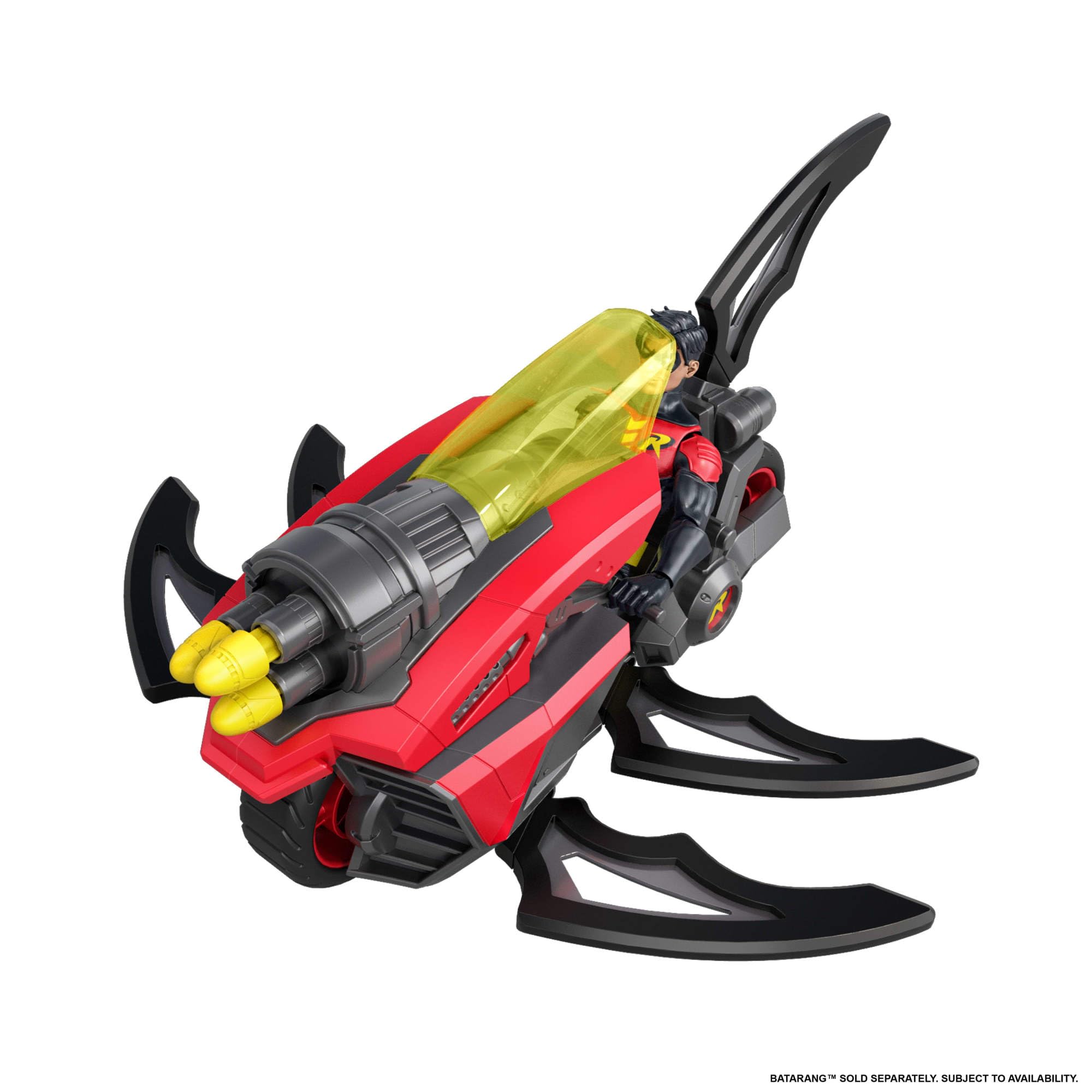 Mattel DC Premier 16,5 cm große Robin-Figur mit Motorrad inklusive Projektilen und exklusiver Deko, Batlink-Motorrad mit Robin-Figur, JMD51