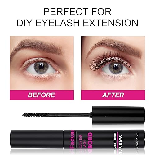 Miniatura 4 de FADVAN Pegamento de pestañas en racimo, varita de pestañas transparenteblanco, pegamento para pestañas individuales en racimo, de larga duración,