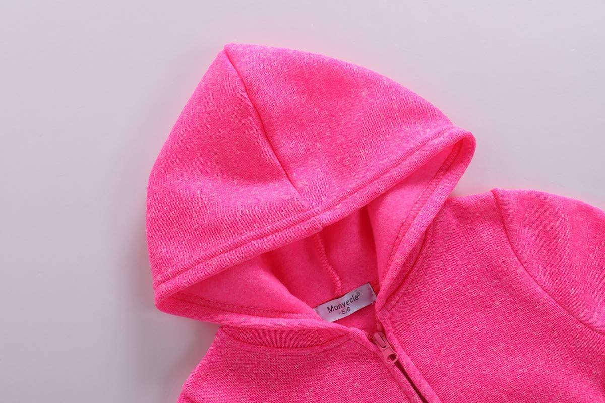 Monvecle Little to Big Girls Full Zip Hoodie Tracksuit Sweatshirt Top + Elastic Band Sweatpant Jogger Sets