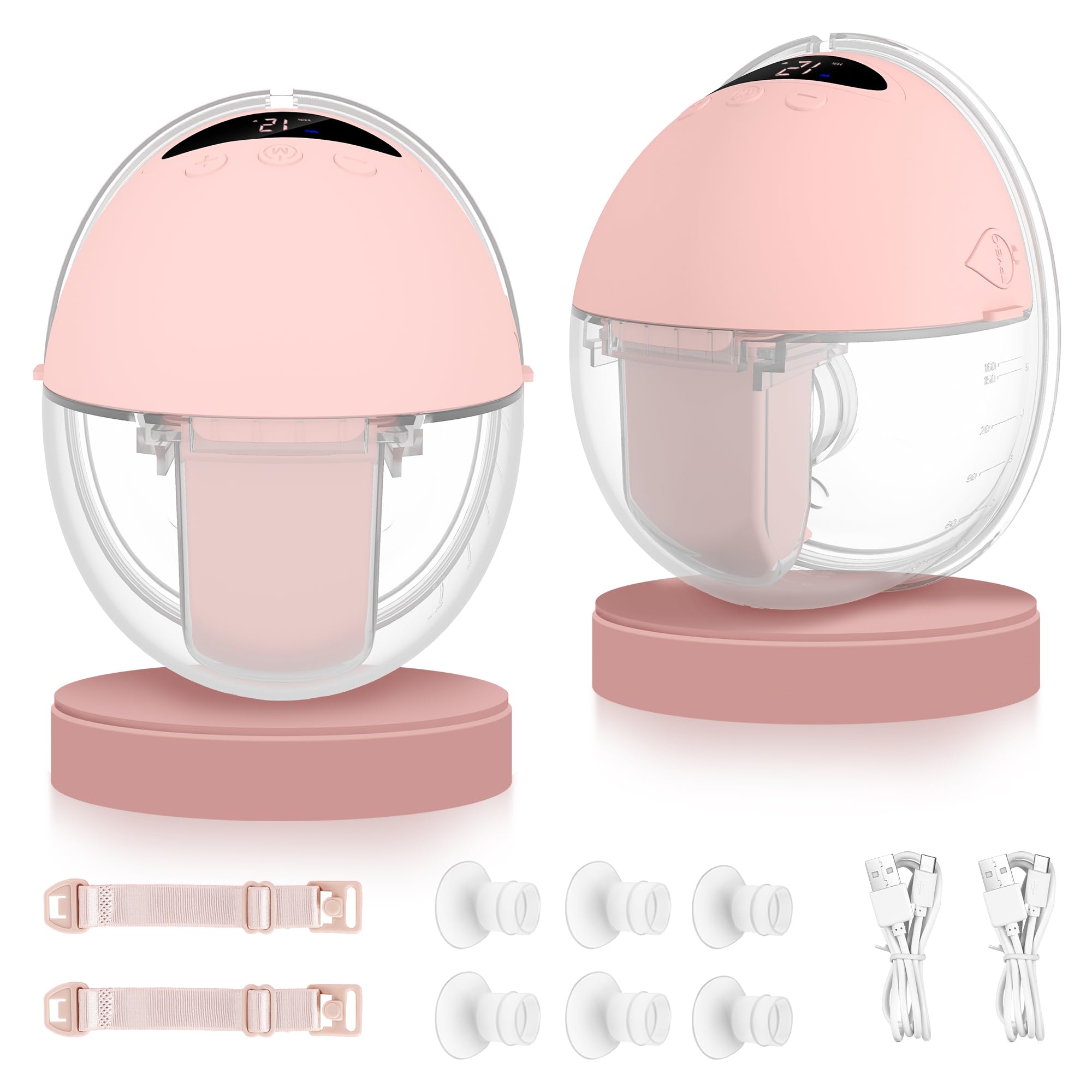 Milchpumpe Elektrisch Handsfree, Tragbare Milchpumpe Freihändig & Leise, 4 Modi und 12 Saugstufen, Wiederaufladbare Elektrische Milchpumpe mit 19/21/24 mm Flansch