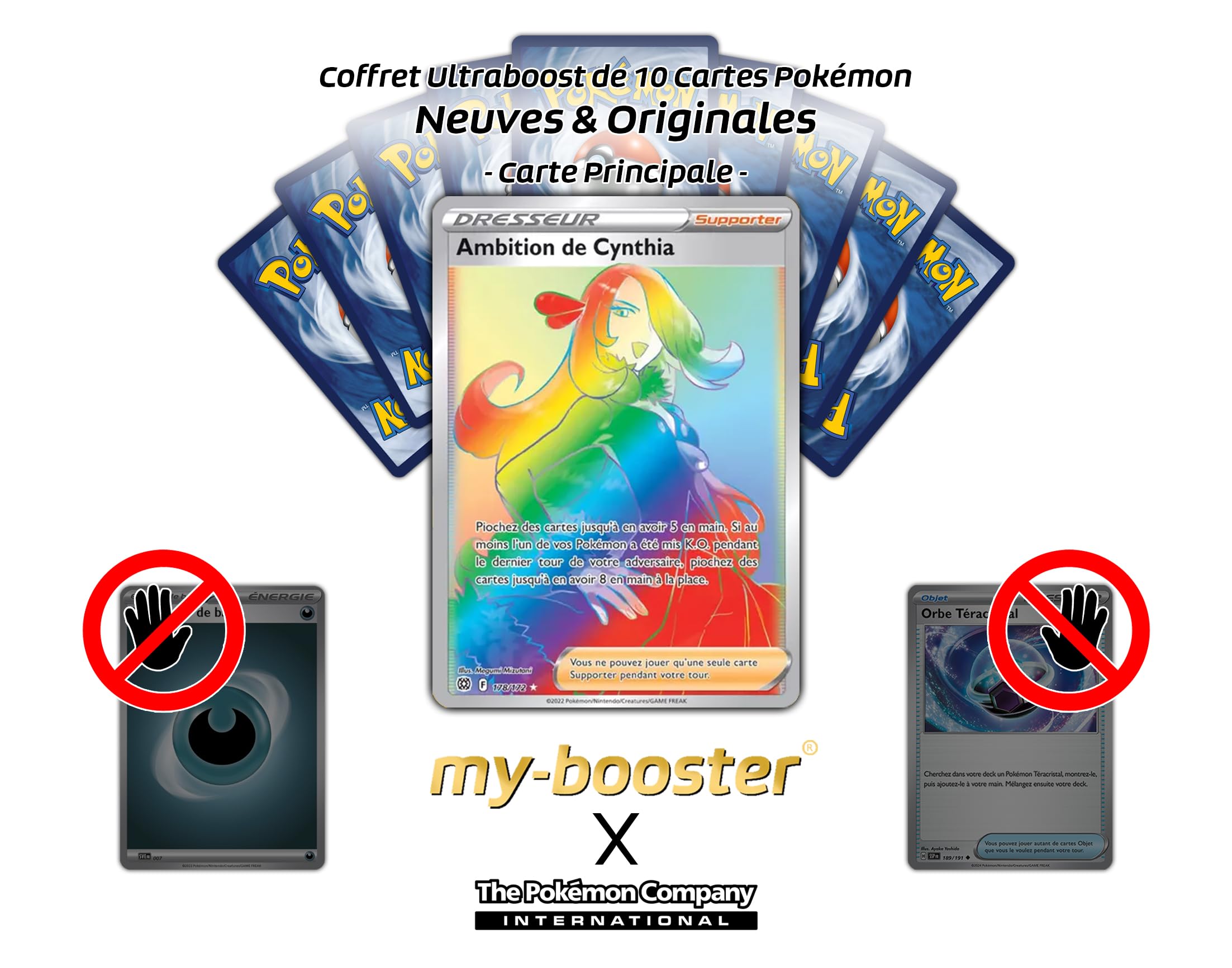 Ambition de Cynthia 178/172 Dresseur Arc en Ciel Secrète - Ultraboost X Epée et Bouclier 9 Stars Étincelantes - Coffret de 10 Cartes Pokémon Françaises