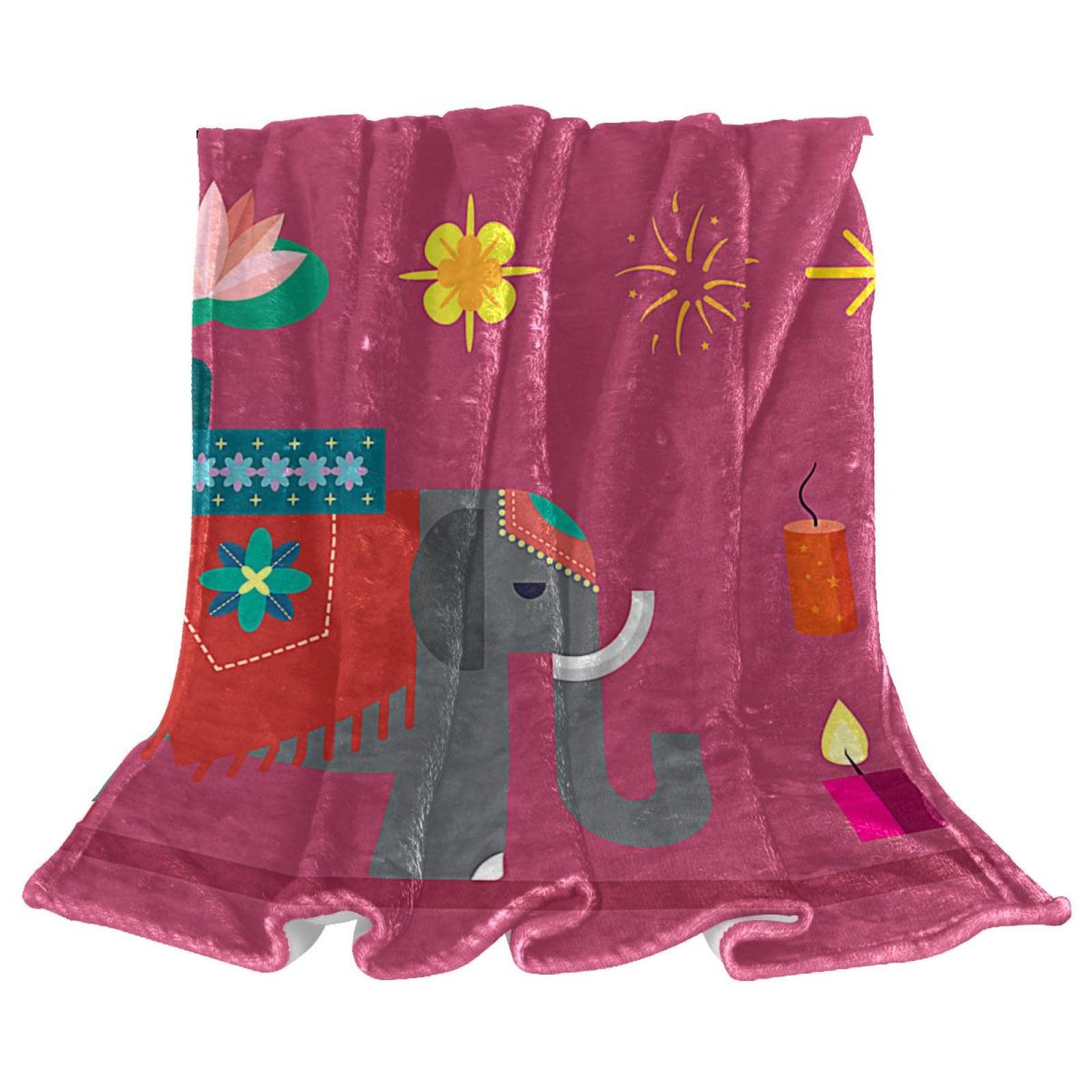 Couvre-lit ethnique éléphant et lotus doux pour lit enfant et adulte