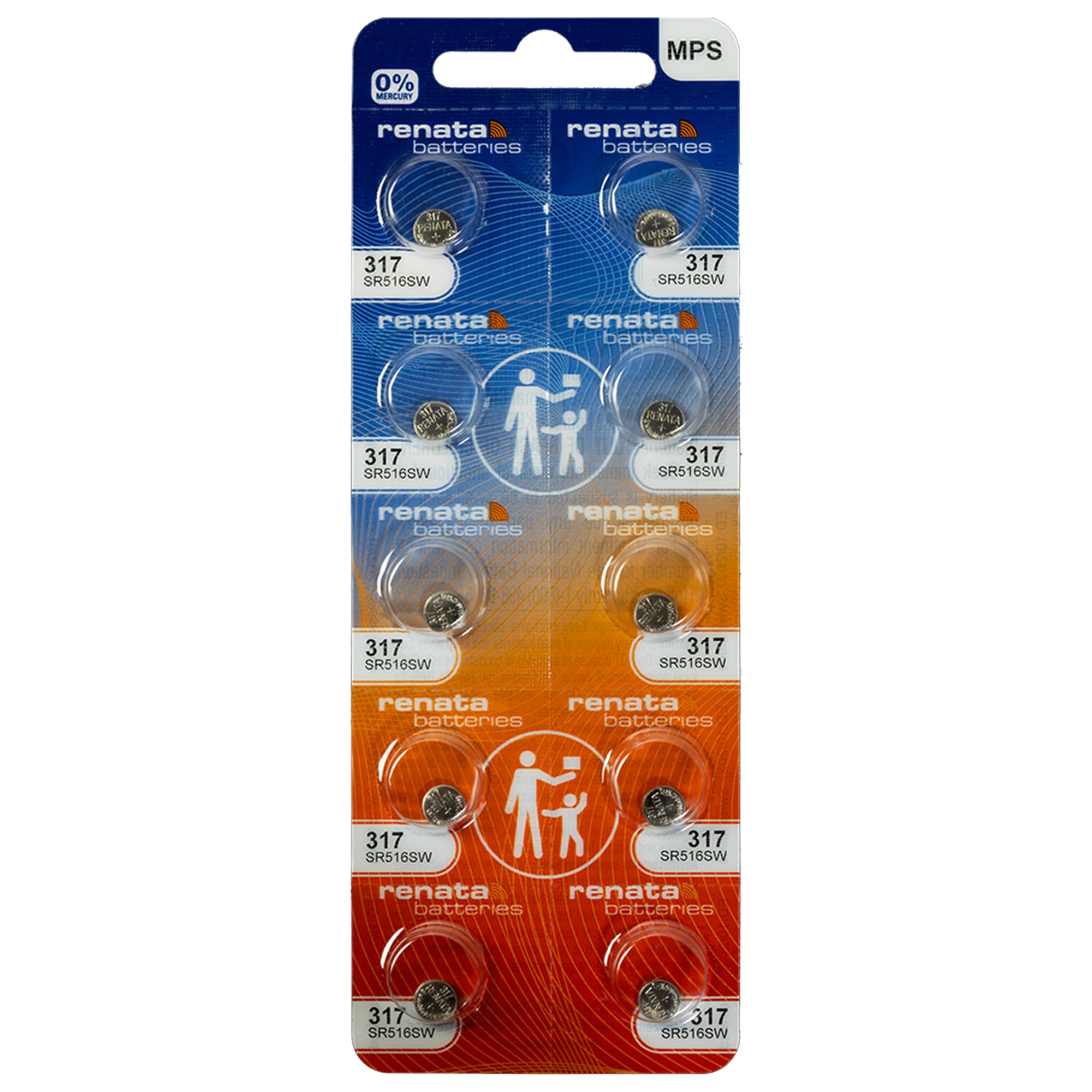 Renata 317 SR516SW Batteries - 1.55V Silver Oxide 317 Watch Battery (10 Count)