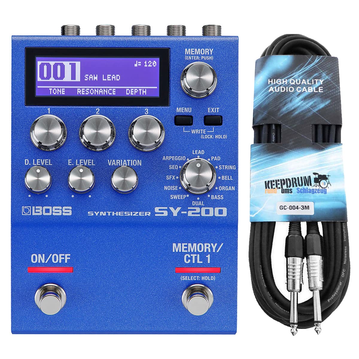 Boss SY-200 syntezator efektów + keepdrum kabel jack 3 m