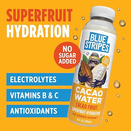 Miniatura 4 de Blue Stripes Agua de Cacao - Hidratación de Superfrutas Prensada en Frío con Electrolitos y Antioxidantes, Sin Azúcar Añadida, Completamente