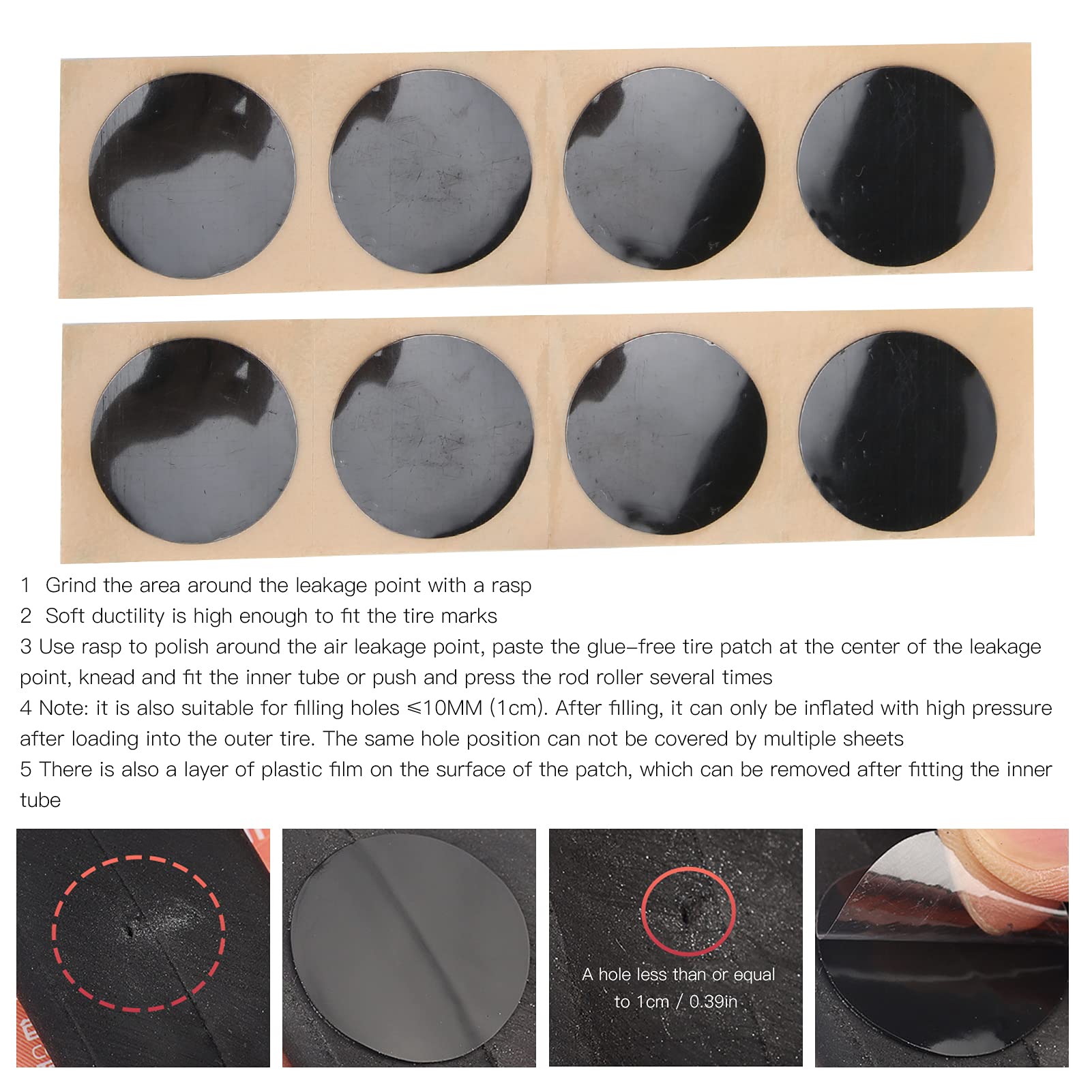 equlup Bike Tire Repair Kit, Bicycle Glueless Adhesive Inner Tube Rubber Patch Bike Tire Levers Rasp Valve Wrench Tool for Motorcycle BMX Mountain Bicycle