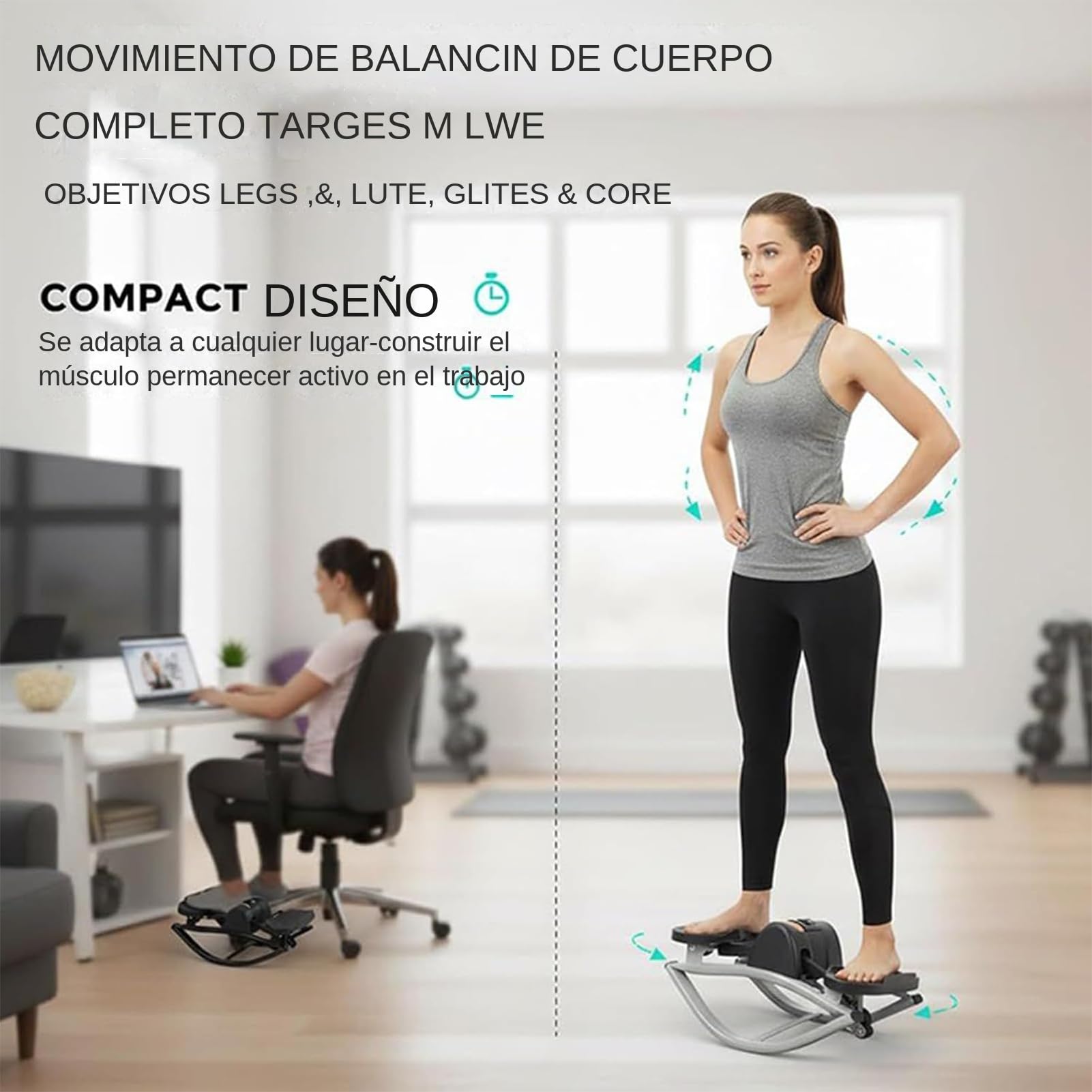 Rock Stepper De Lado A Lado | Equipo Portátil para Ejercicio - Máquina de Entrenamiento Rock Stepper - para Casa Gimnasio Entrenamiento de Piernas Glúteos Abdominales Hombres y Mujeres