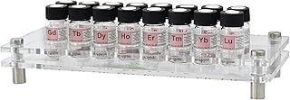 Rare Earths Metals Set 16 Elements Scandium to Lutetium in Labeled Glass Vial with Acrylic Table