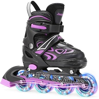 Children's Adjustable Inline Skates for Girls and Boys Roller Skates with Luminous Wheels Adjustable up to 4 Sizes
