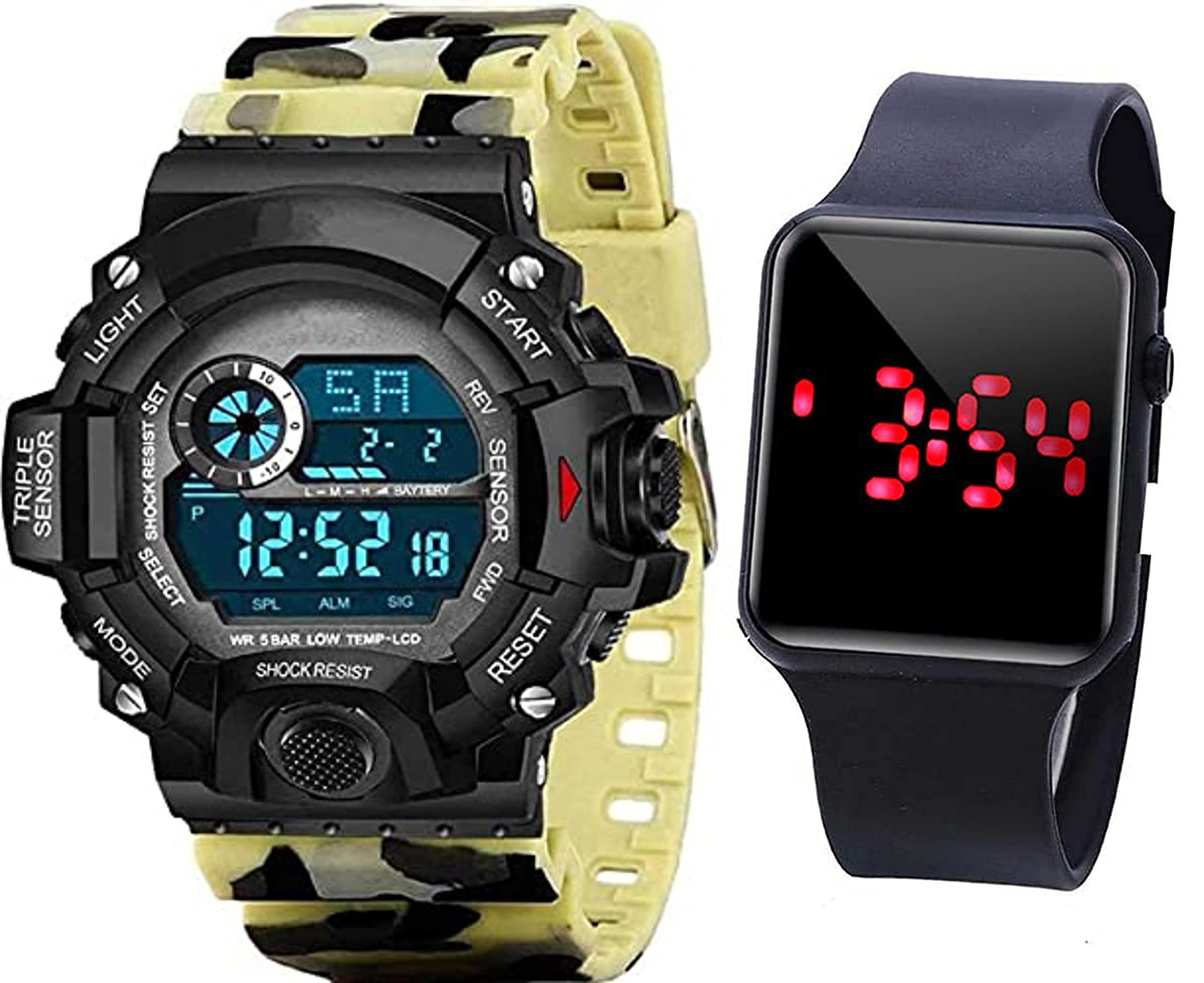 The Shopoholic Digital Yellow Color Army Shockproof Waterproof Multifunctional Sports Watch for Mens Kids Sports Watch for Boys - Military Army Watch for Men (B097YDF9RY) Amazon Price History, Amazon Price Tracker