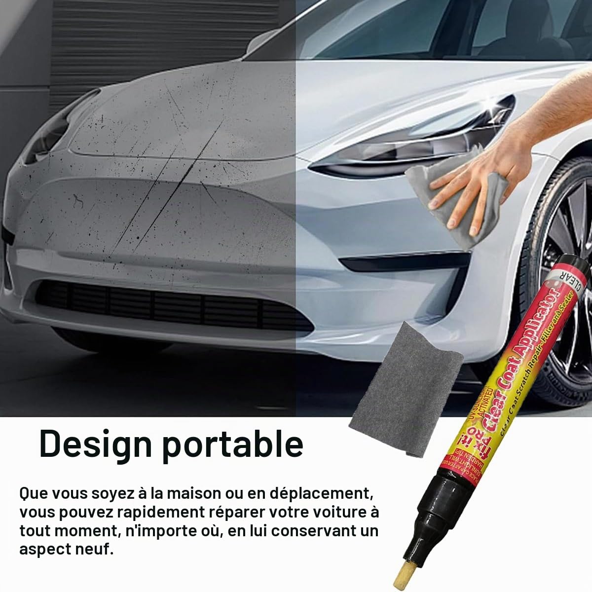 Stylo Efface Rayures,3 Pièces Stylo Applicateur de Couche Transparente,Stylo de Réparation de Rayures de Voiture,Facile Appliquer,Elimine Efficacement Petites Imperfections de Surface de Votre Voiture