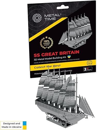 Miniatura 10 de METAL TIME Model SS Great Britain, rompecabezas 3D para adultos o adolescentes, kit de modelo de rompecabezas de metal, modelo de metal de barco de