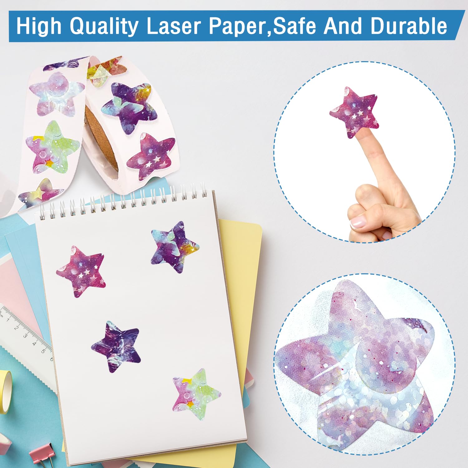 500 Pcs Reward Stickers for Children Star Stickers for Reward Chart Pink Universe Space Stickers Well Done Stickers for Children for Kids Toddlers Classroom School(0.98in/2.48cm) - Image 4