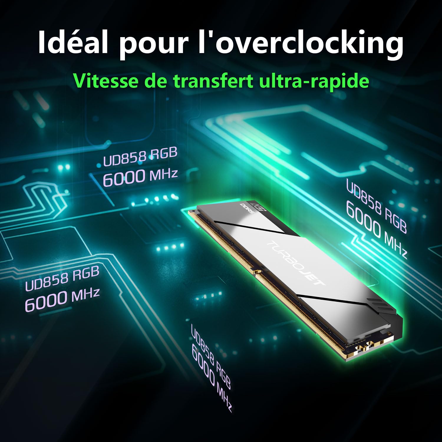 AGI UD858 32Go (2x16Go) DDR5 UDIMM 6000MHz Noir pour Intel XMP AMD Expo
