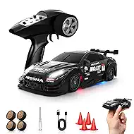 1/43 Mini RC Drift Car with Gyro, 2.4GHz Full Proportional RC Car, 20KM/H Professional High Speed Remote Control Car with Lights, Desktop Drift Car Racing Toy Gifts to Adults Kids Boys
