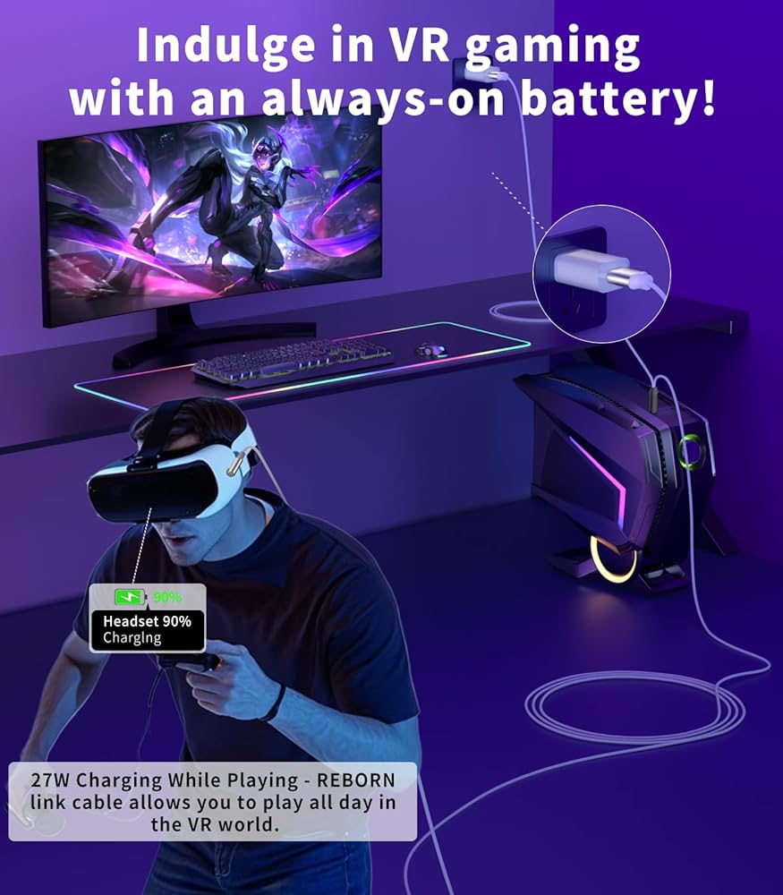 その他  quest3 Amazon.com: Reborn Link Cable with Charging, 16FT White