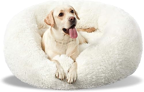 Vista 12 de ANWA - Cama redonda para perro mediano, lavable, cama tipo dona para perro grande, cómoda, acogedora y relajante Beige