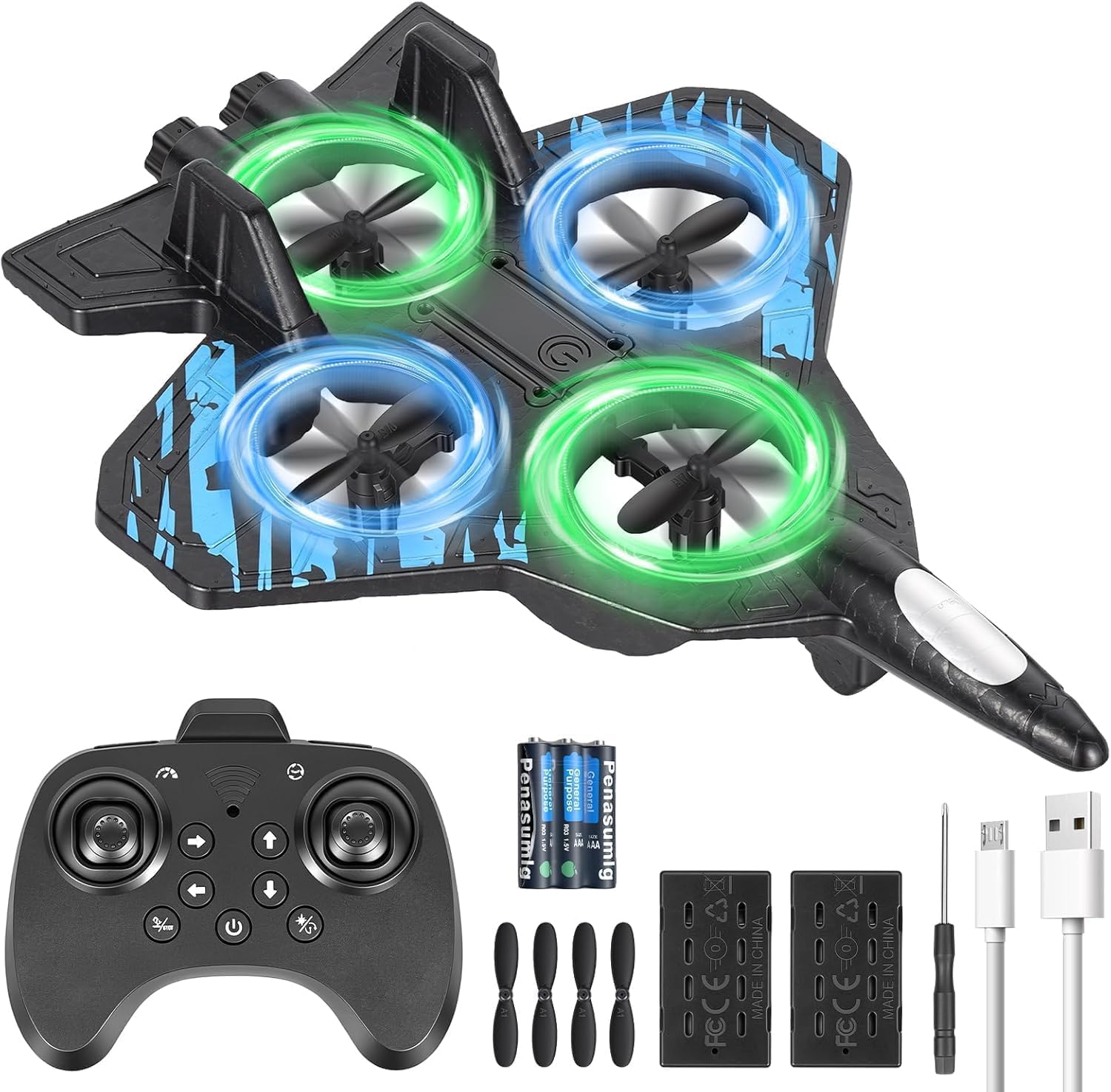 Qwdqwd Mini Drohne für Anfänger, ferngesteuerter Quadrocopter mit 2 Akkus
