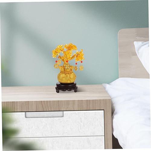 Miniatura 6 de IMIKEYA Árbol de dinero de cristal natural, citrino, Feng Shui, árbol bonsái, suerte, fortuna, riqueza, monedas, árboles artificiales, decoración de