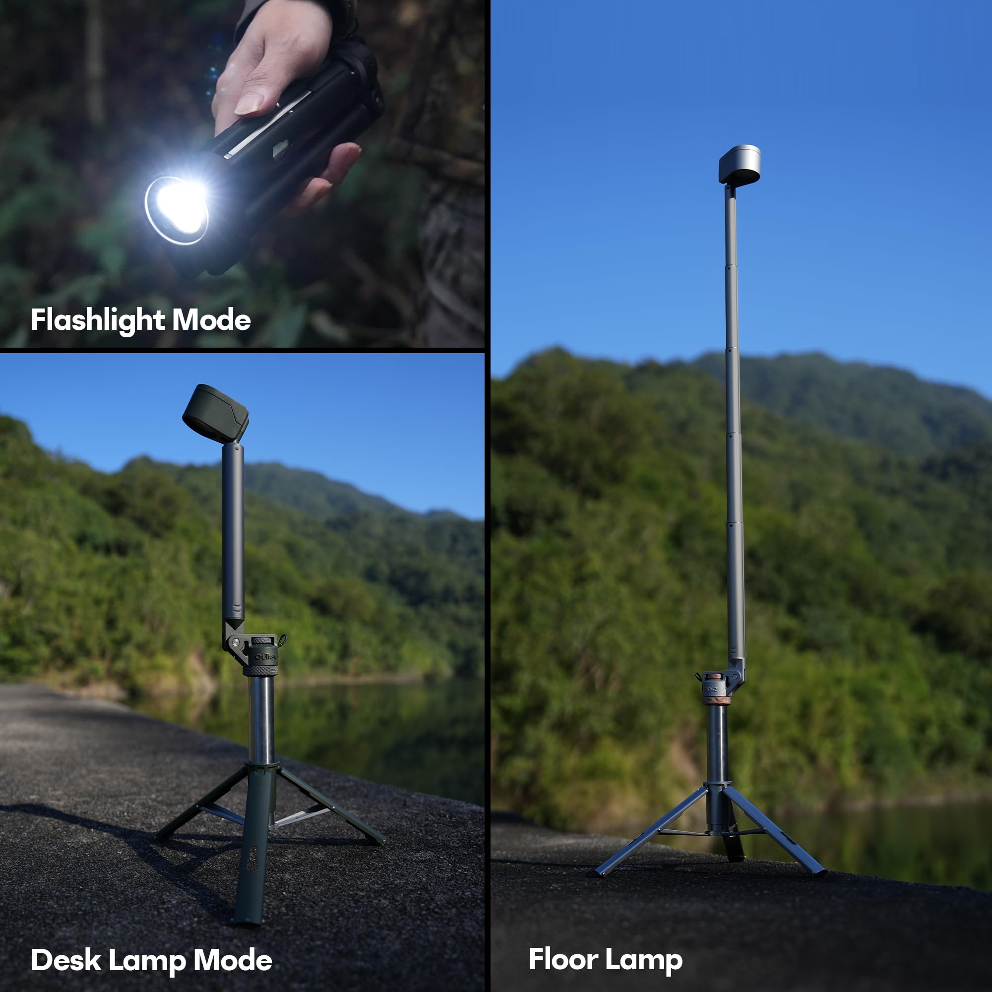 Outask TD2 - Linterna LED telescópica para camping, 1500 lm, ultrabrillante, luz portátil todo en uno, base de trípode magnética, CRI 90 atenuación continua/CCT (2000 K-7000 K), IPX7 impermeable