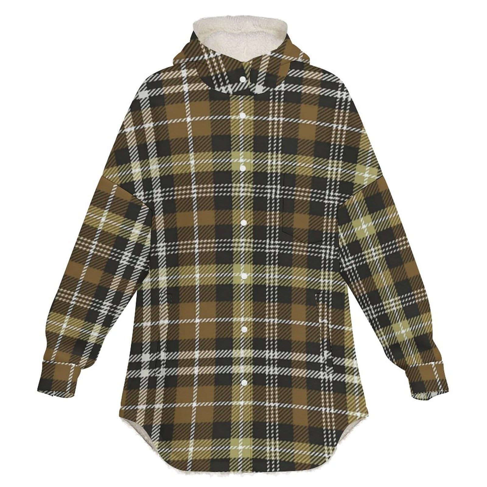Sudadera Invierno con Capucha de Forro Polar Mujer Enrejado Cálido Hoodies a Manga Larga Felpa Sudadera con Bolsillos, Verde Oliva