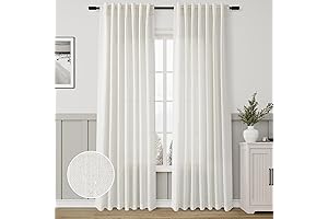 Natural Linen Blend Curtains 90 Inches Long for Boho Chic Home Decor