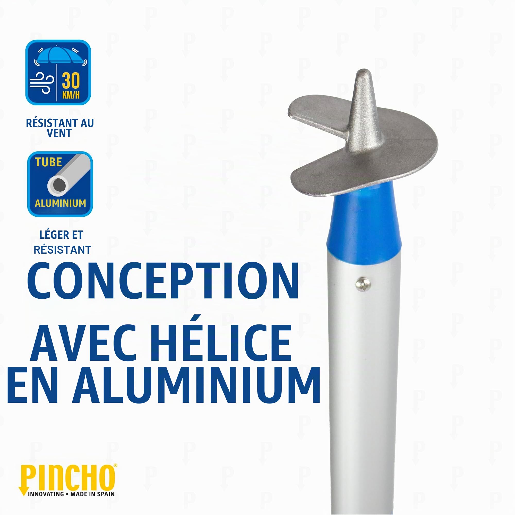 Pincho Support pour parasol de plage - Base de parasol en aluminium résistant - Fixation sûre pour tubes de Ø25 mm - Support réglable anti-vent - Fabriqué en Espagne