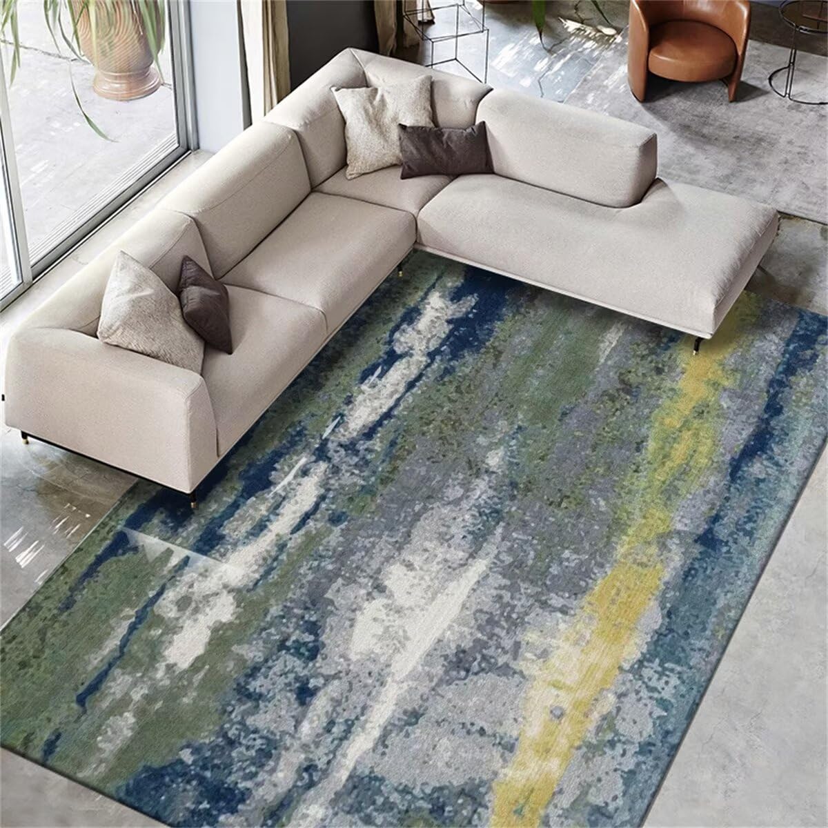 Tapis de chambre fille bleu 40x60cm lavable et minimaliste