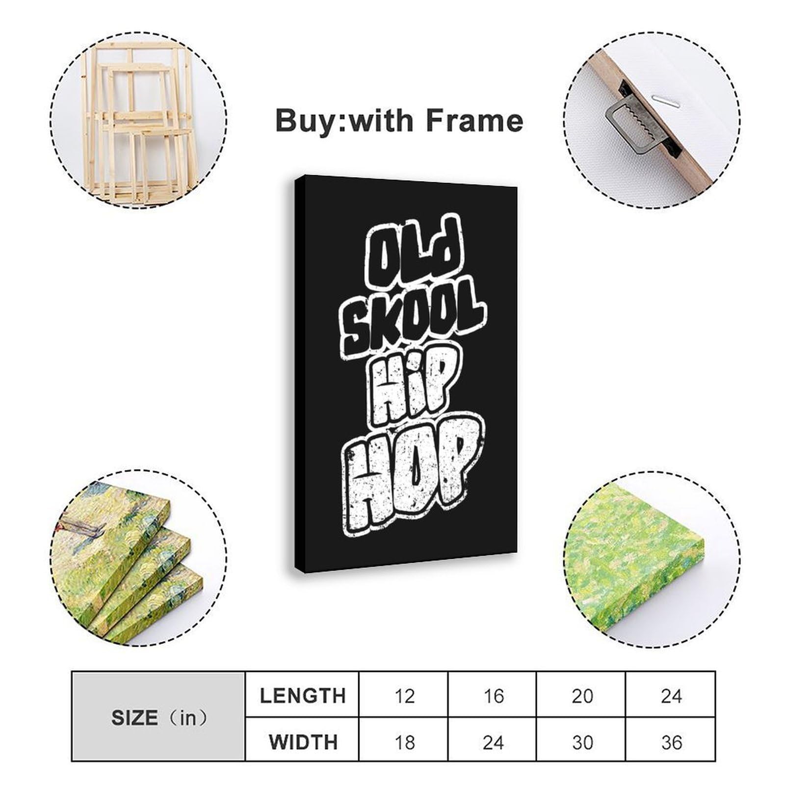 Poster retrò Old School Hip Hop 3 poster su tela decorazione artistica da parete stampa dipinti per soggiorno camera da letto decorazione telaio: 61 cm L x 91,4 cm W