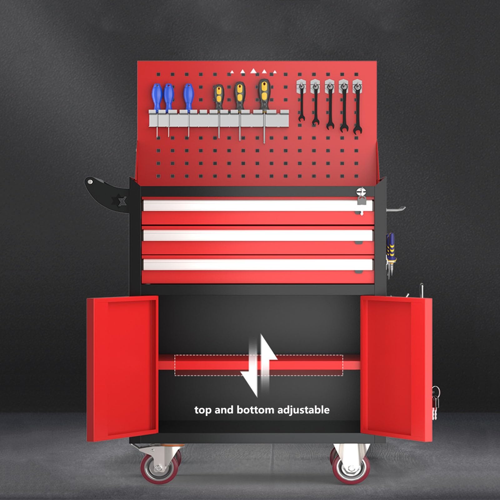 Organizzatore Cassetta portautensili con ruote, armadietto 5 cassetti(Red)