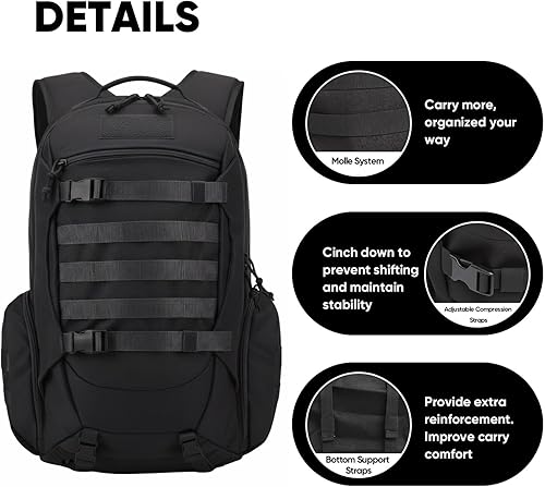 Miniatura 3 de Mochila táctica de 35L para hombres, paquete de asalto militar Molle, mochila militar para 3 días, bolsa de entrenamiento para senderismo,