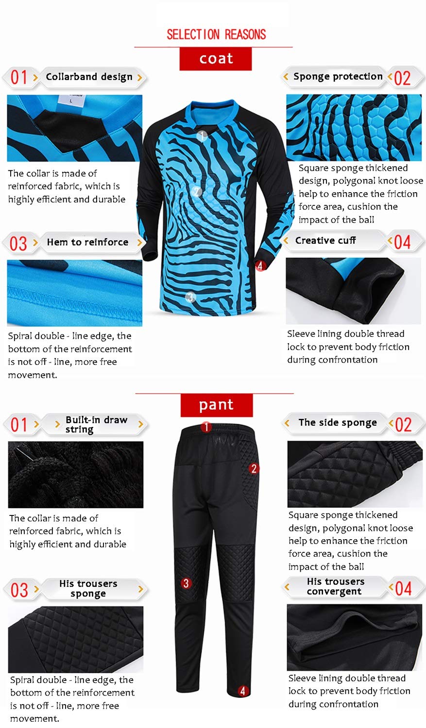 Football Costume d'uniforme Gardien But Pantalon Manche Longue Tenue Maillots (Color : Purple, Size : XXXL)