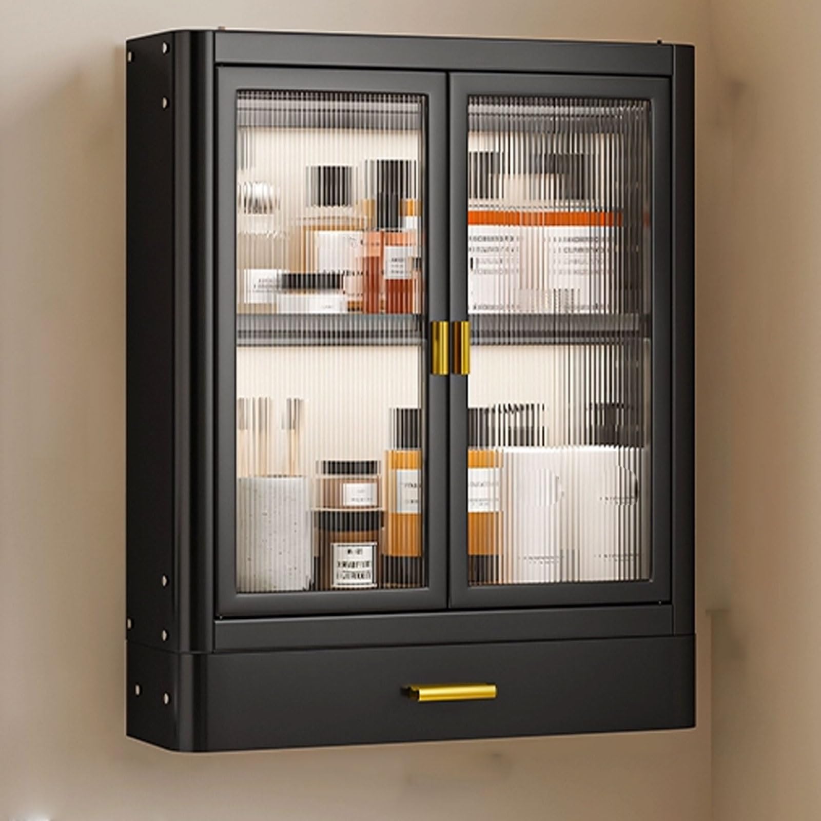 Meuble de rangement mural étagère réglable armoire métal tiroirs pour salle de bain 25kg