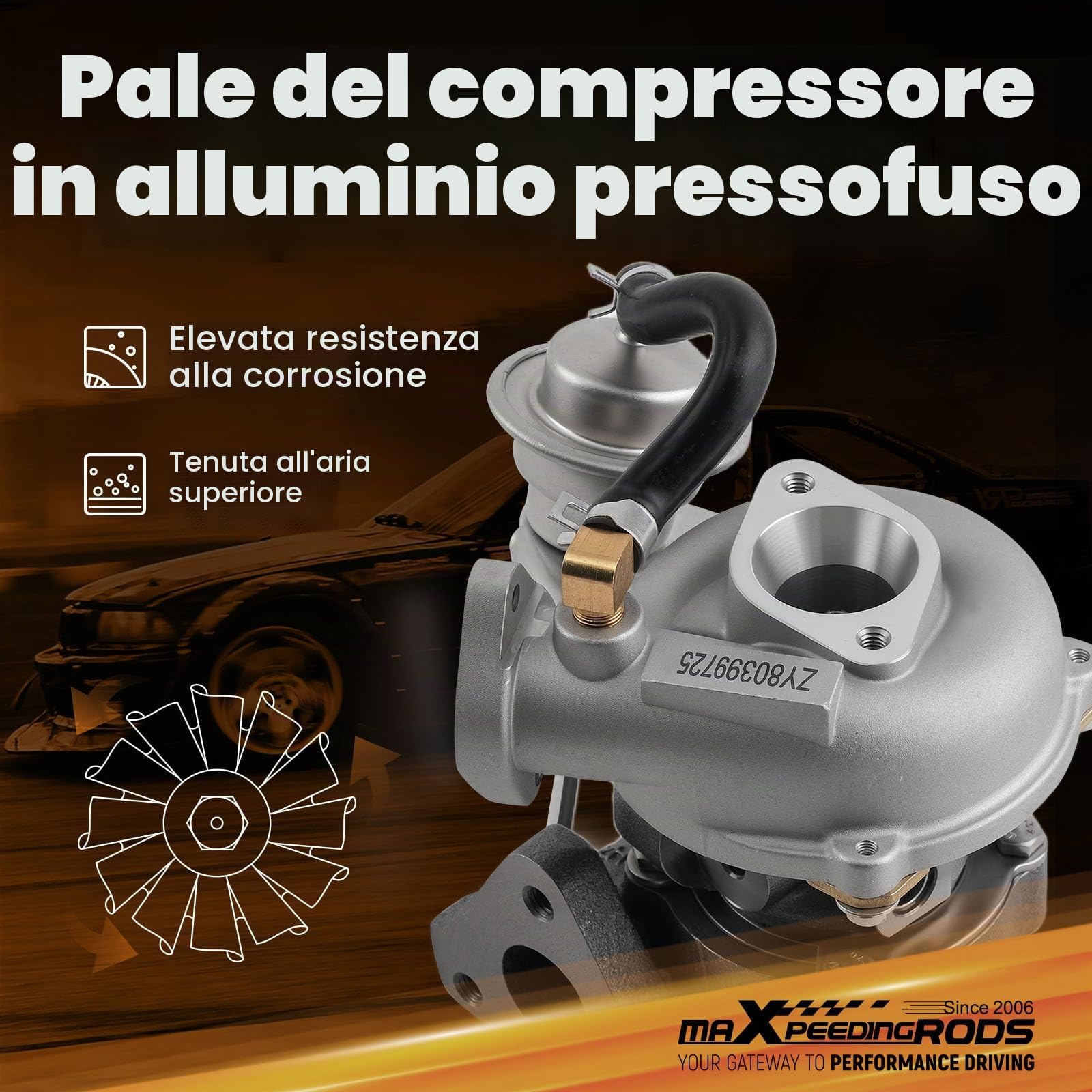 maXpeedingrods Turbocompressore RHB31 VZ21 Turbina 13900-62D51 per Rhino Quads motoslitte ATV 100hp auto piccole + guarnizione Turbocharger Per Suzuki ALTO ，Raffreddamento ad acqua + olio