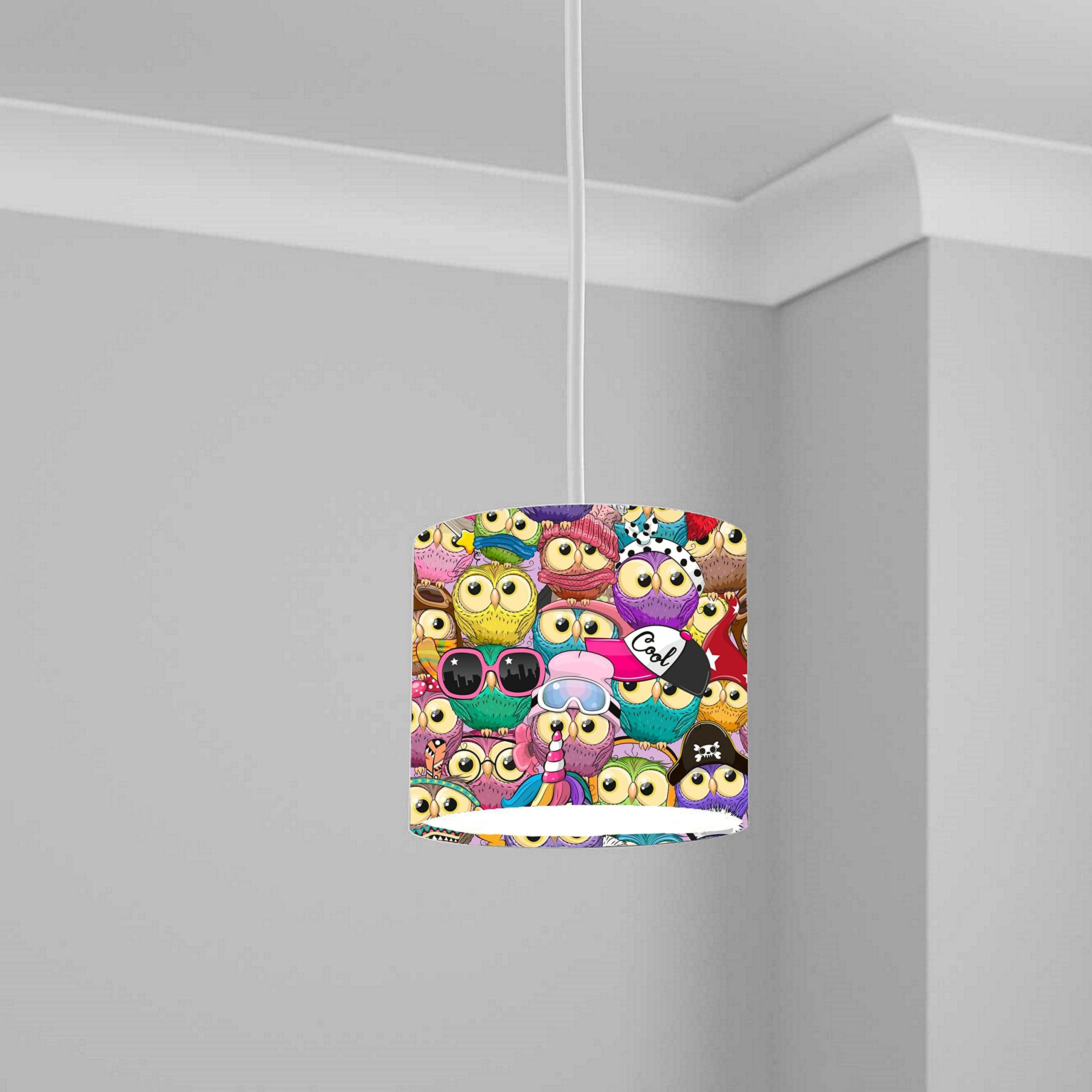 Colorful Owl Cartoon Ceiling Lampshade Lightshade for Nursery - 20cm x 18.5cm