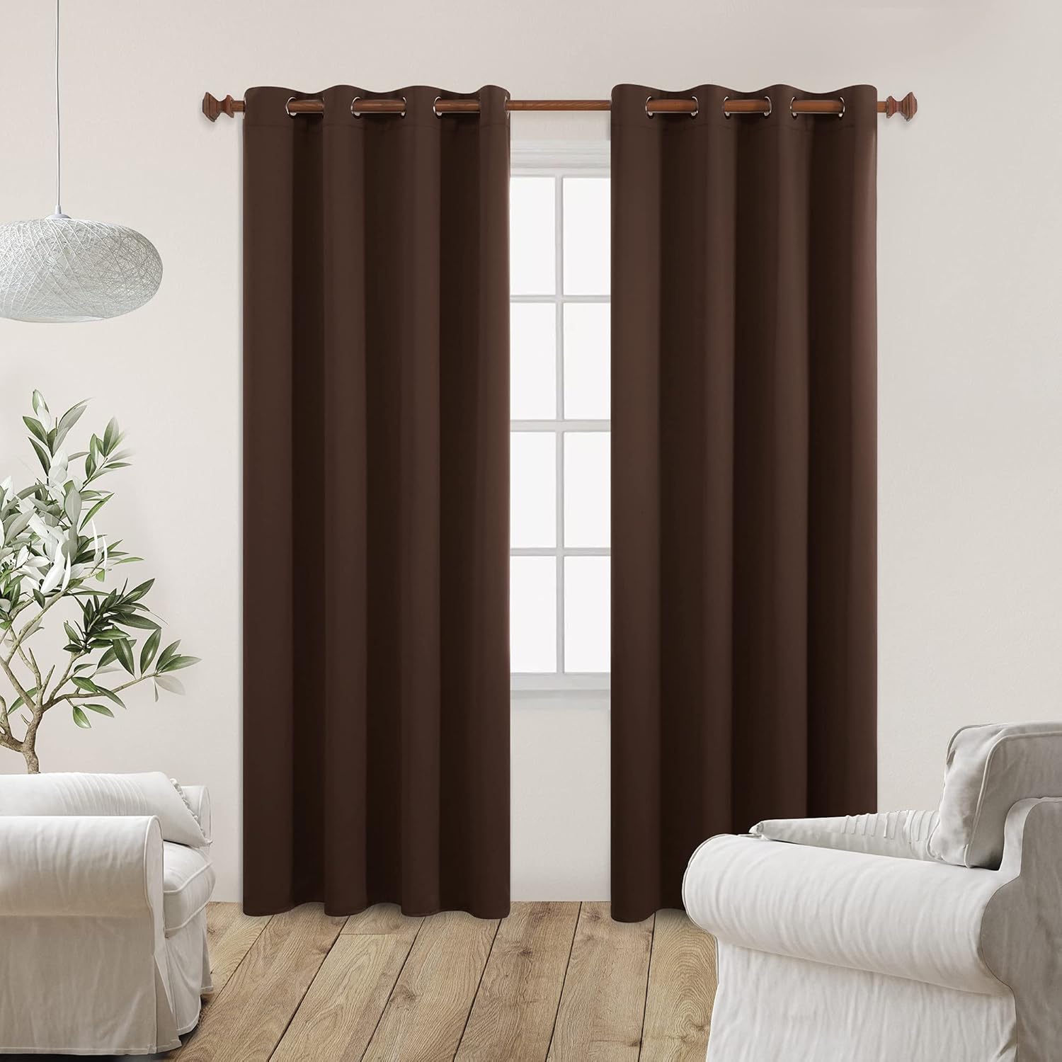 Deconovo Blackout Curtains 2 Panel Short Curtains Grommet Curtain Panels Room Darkening Blinds Curtains for Living Room Chocolate 55x72 Inch 2 Panels