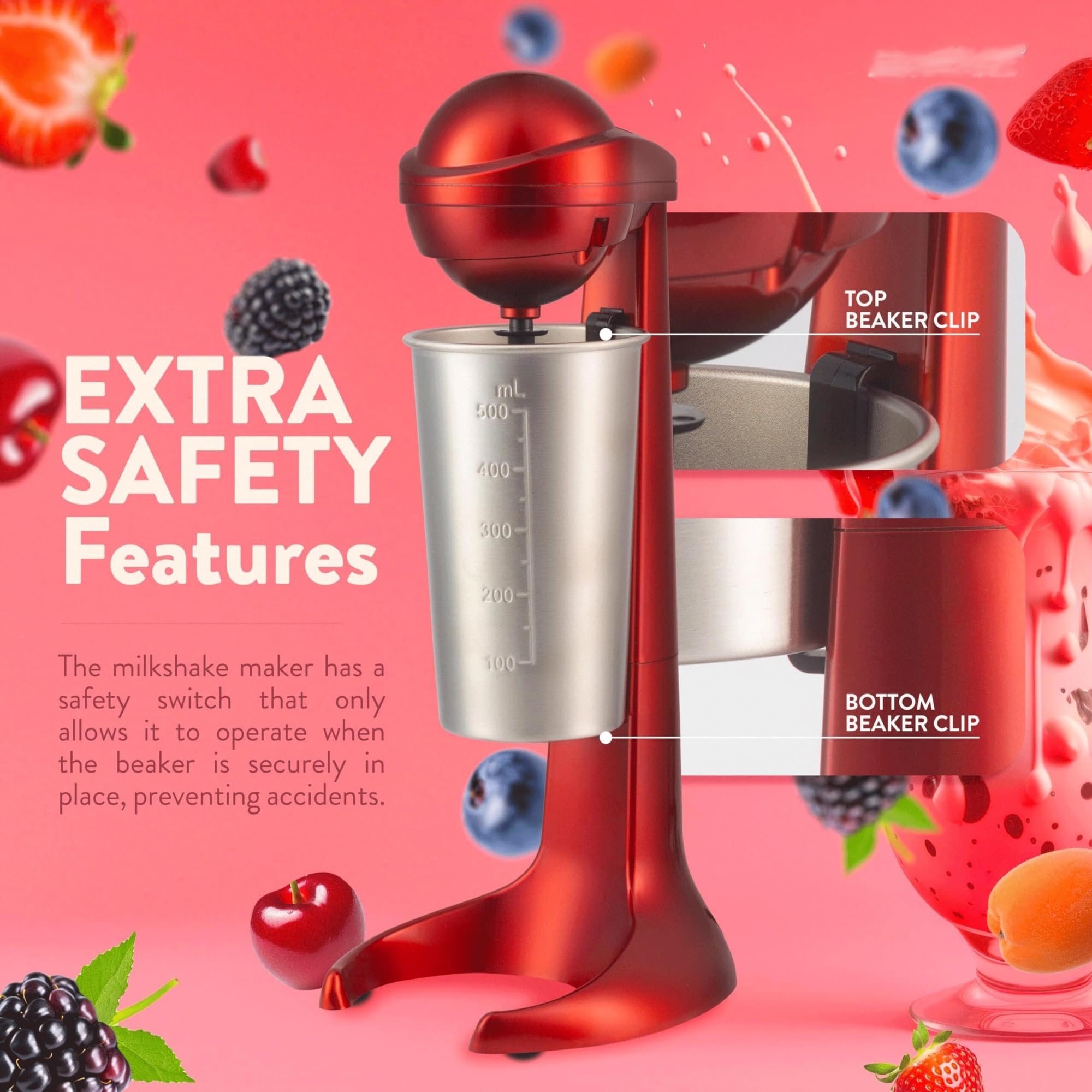 Ekspres do koktajli mlecznych z silnikiem 100 W, kubek ze stali nierdzewnej 500 ml, 2 prędkości do koktajli proteinowych, frappów, omletów, koktajli i innych