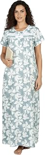 juliet Women's Printed Poly-Viscose Nighty Green Round NeckHalf Sleeves JSS 12087 Price In India