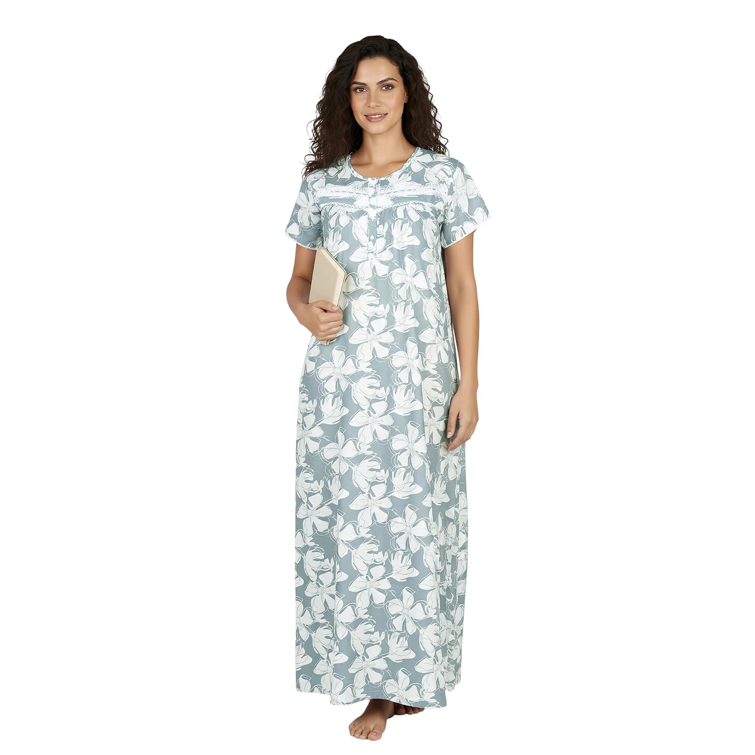 juliet Women's Printed Poly-Viscose Nighty Green Round NeckHalf Sleeves JSS 12087 - Review, Price and Buying Guide