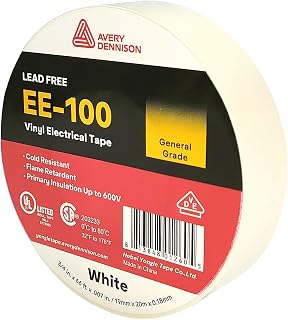 Avery Dennison General Use Vinyl Electrical Tape, EE-100, ¾ in x 66 ft, White, 1 roll