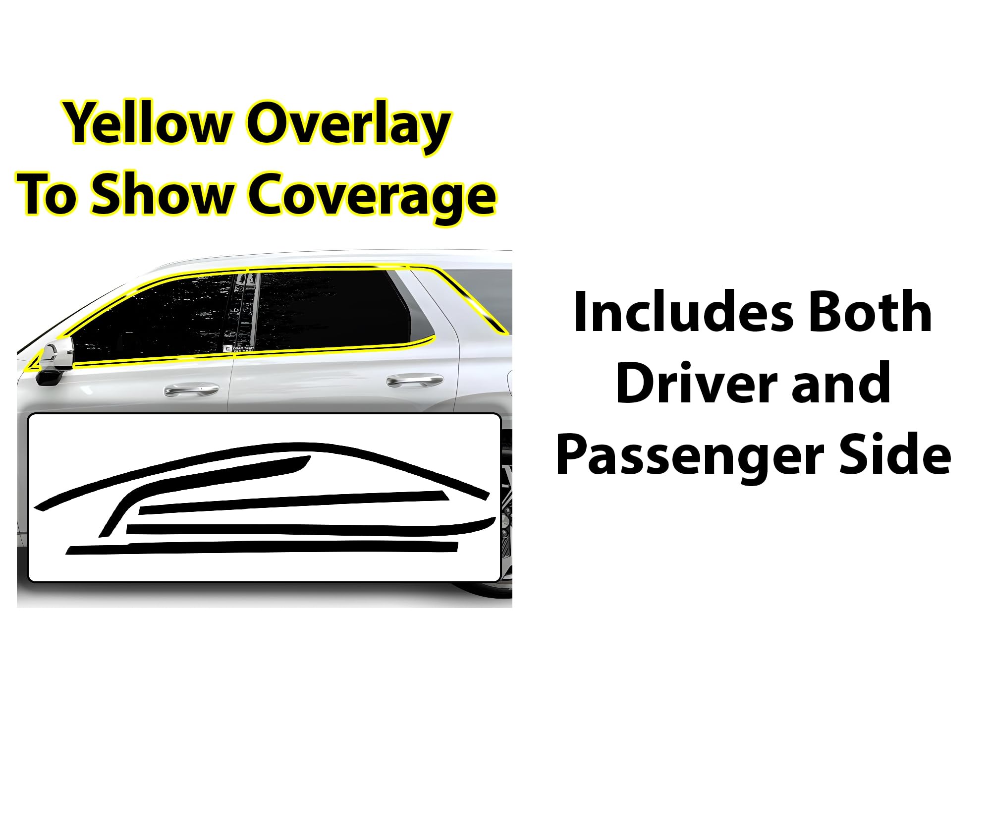 BOGAR TECH DESIGNS Side Window Chrome Delete Dechrome Film Overlay Compatible with Hyundai Palisade 2020-2025 Gloss Black — view 6