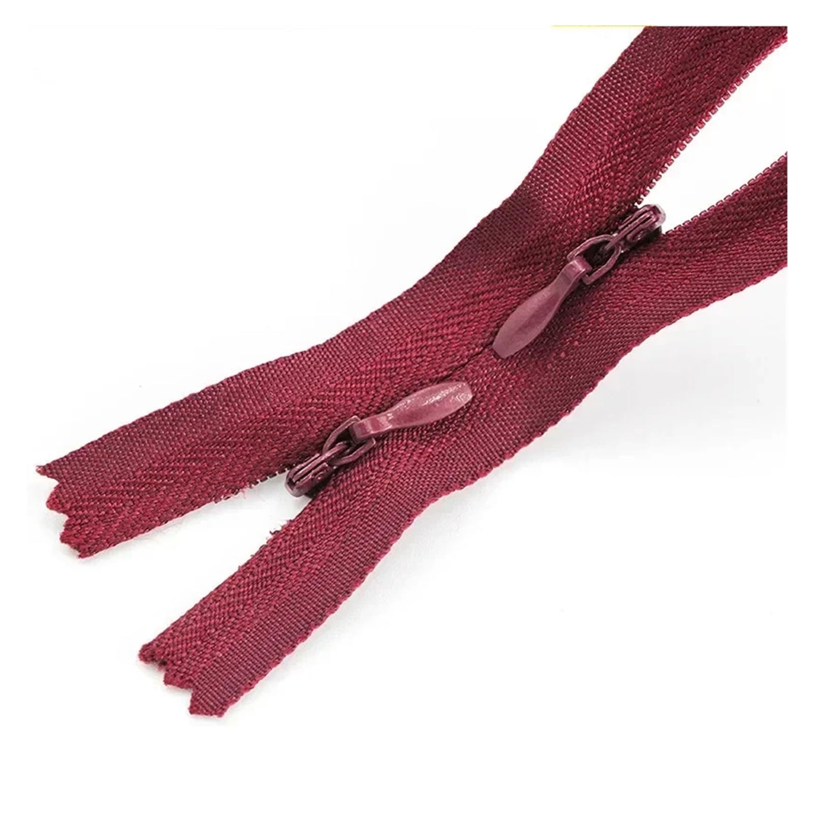 5/10Pcs 3# 60/120cm Invisible Nylon Zippers with Double Sliders Dress Pillow Replace Zip Garment Zips Repair Kit DIY Accessories(WineRed,60cm-10Pcs)