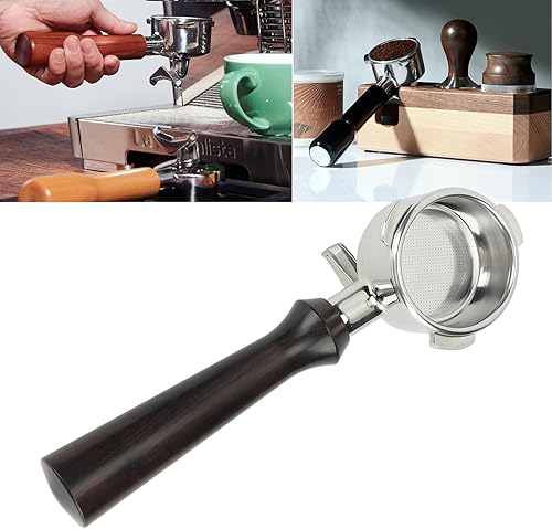 Miniatura 6 de Portafiltro de 2.126 in sin fondo, portafiltro de doble boquilla para máquina de café espresso Breville Fit Sage Fit de 2.126 in, cesta de acero